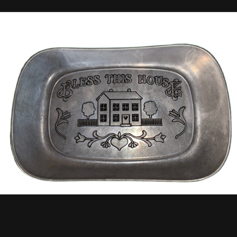 BREAD TRAY. “BLESS THIS HOUSE”. Wilton Armetale. Good condition.